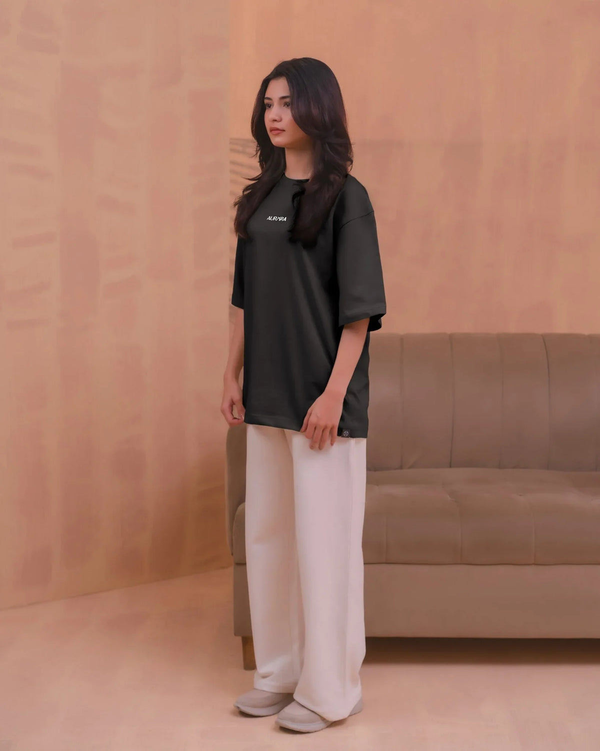 Beige Women Essential Print Tee - Aurorafits Official