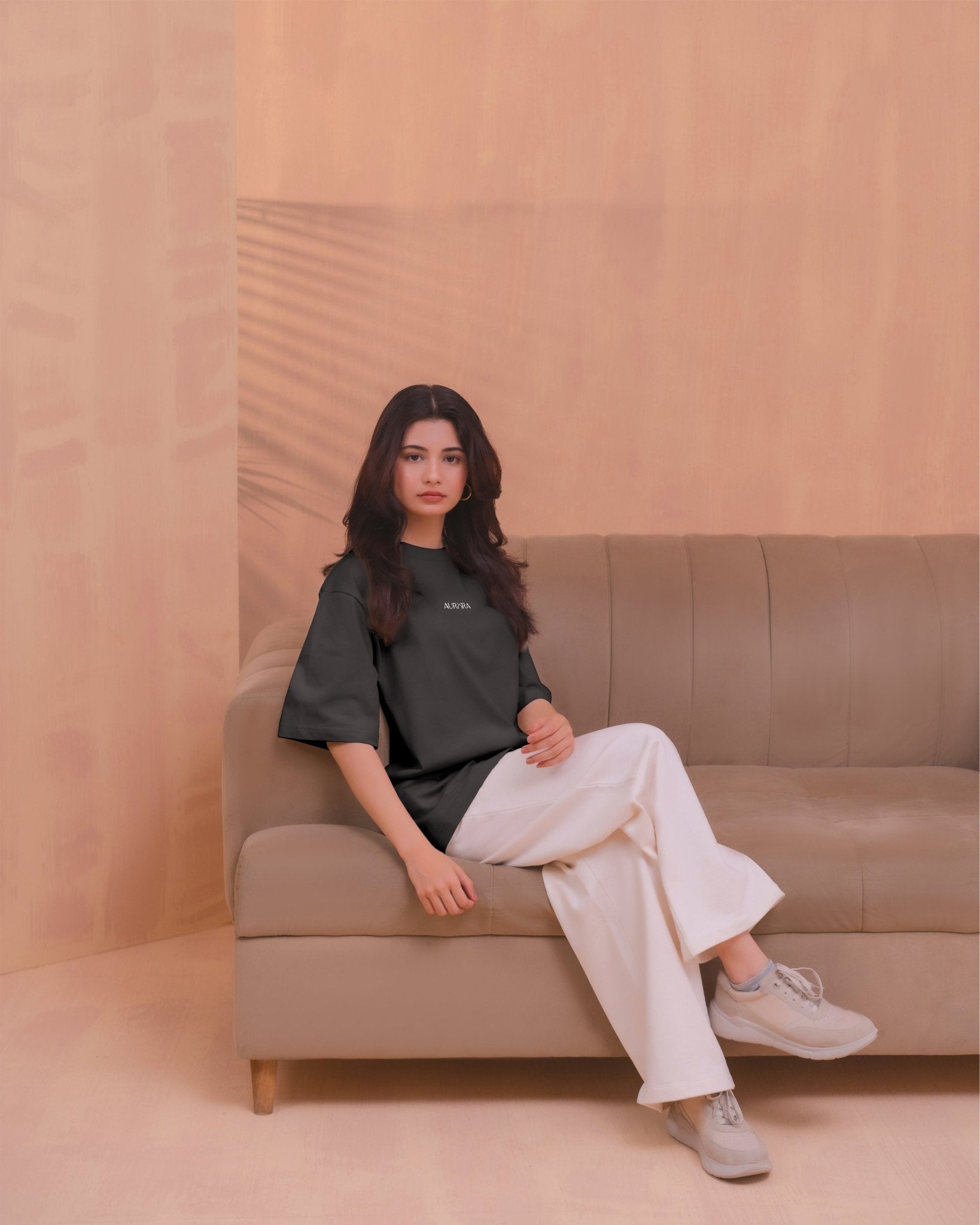 Beige Women Essential Print Tee - Aurorafits Official