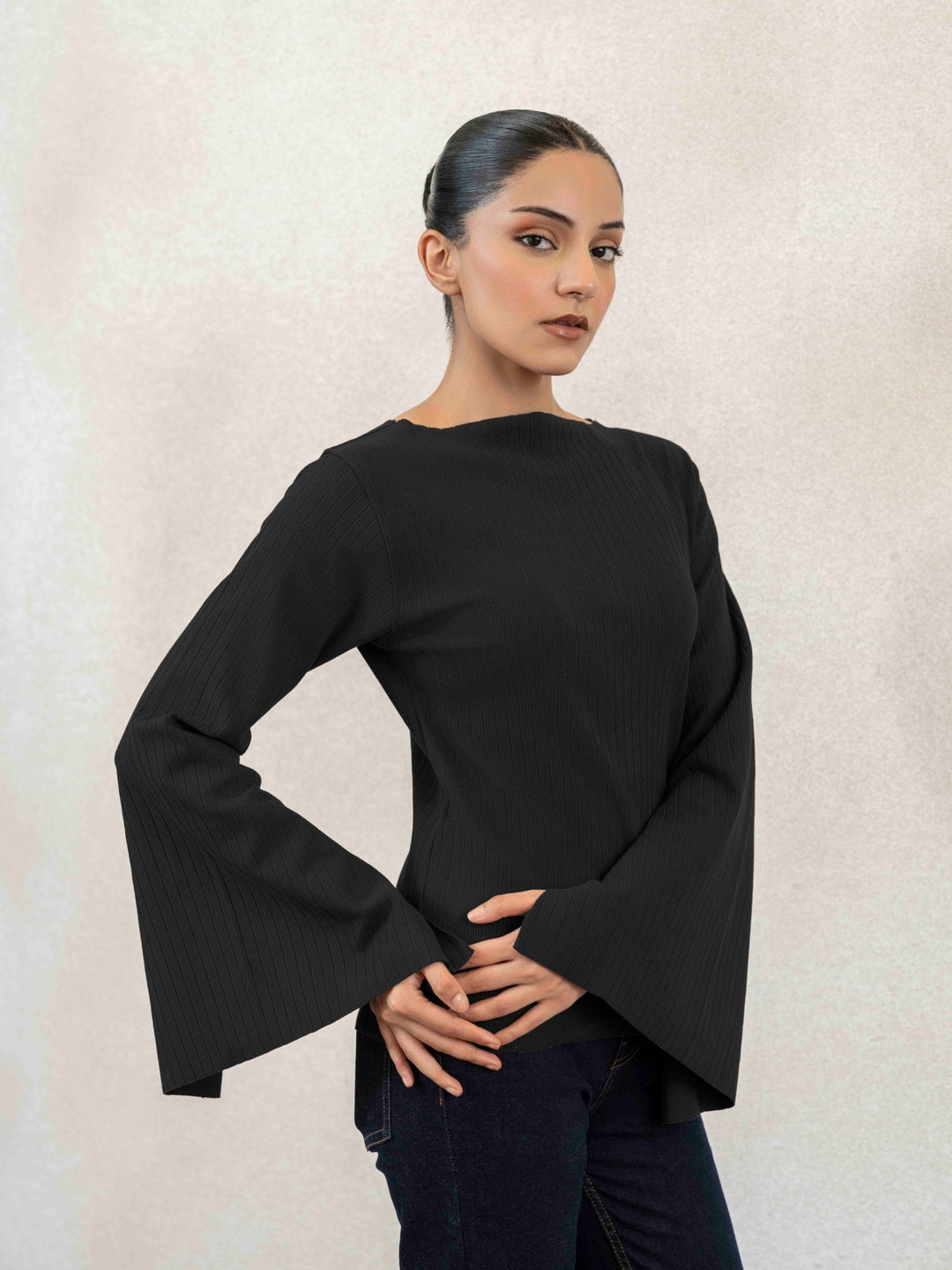 Women Textured Boat Neck Top - Aurorafits Official
