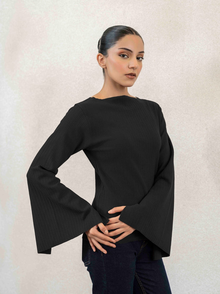 Women Textured Boat Neck Top - Aurorafits Official