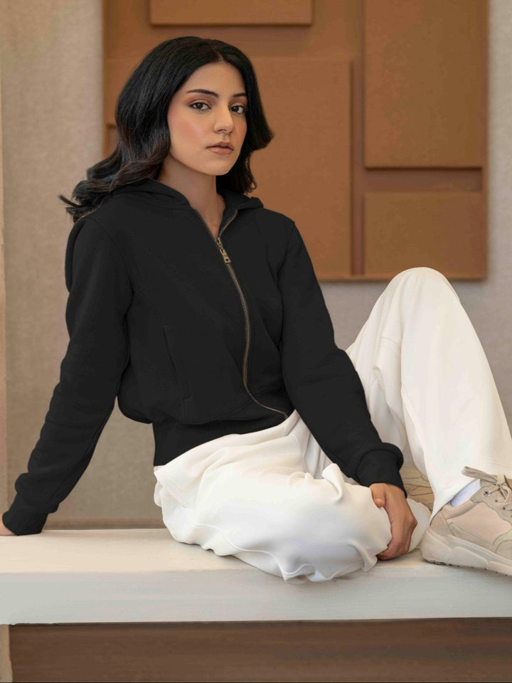 Women Cropped Full - Zip Hoodie - Aurorafits Official