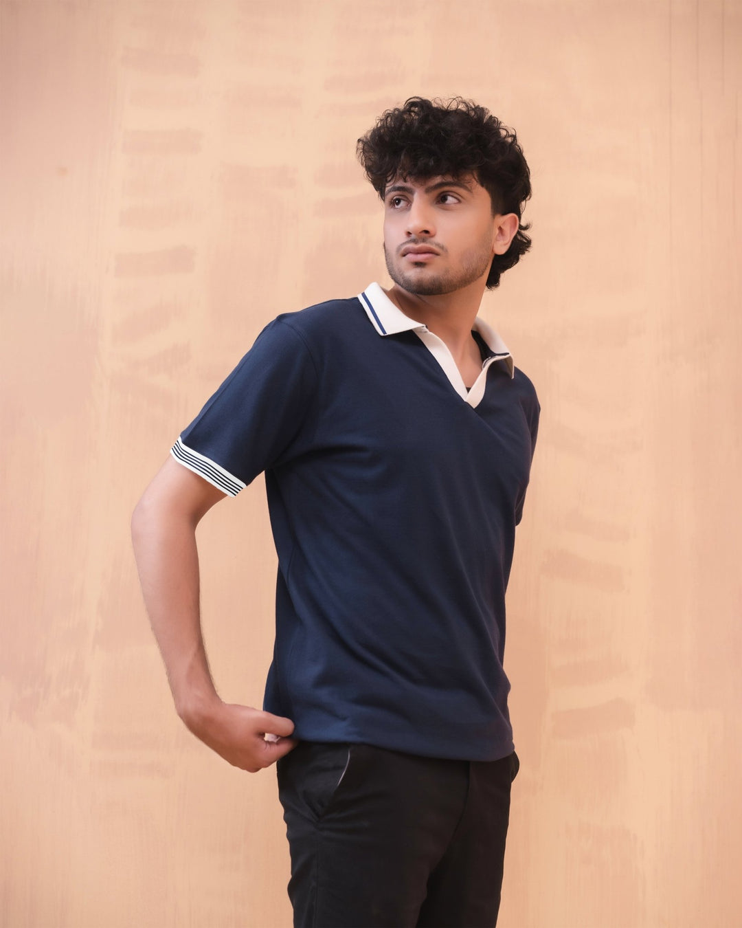 Navy Blue Buttonless Polo - Aurorafits Official
