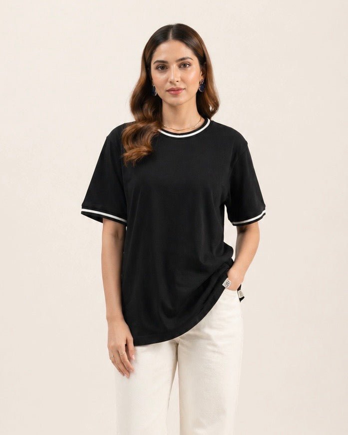 Women Contrast Tipped Tee - Aurorafits Official