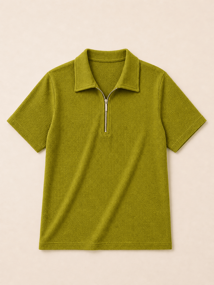 Women Textured Zip Polo - Aurorafits Official