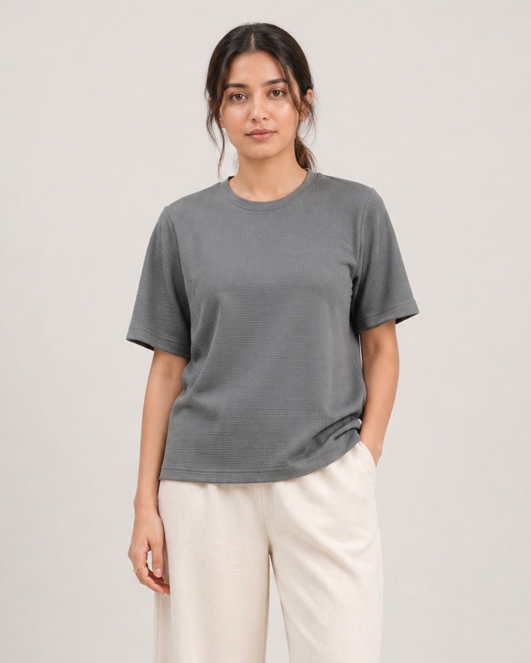 Women Crinkle Textured Tee - Aurorafits Official