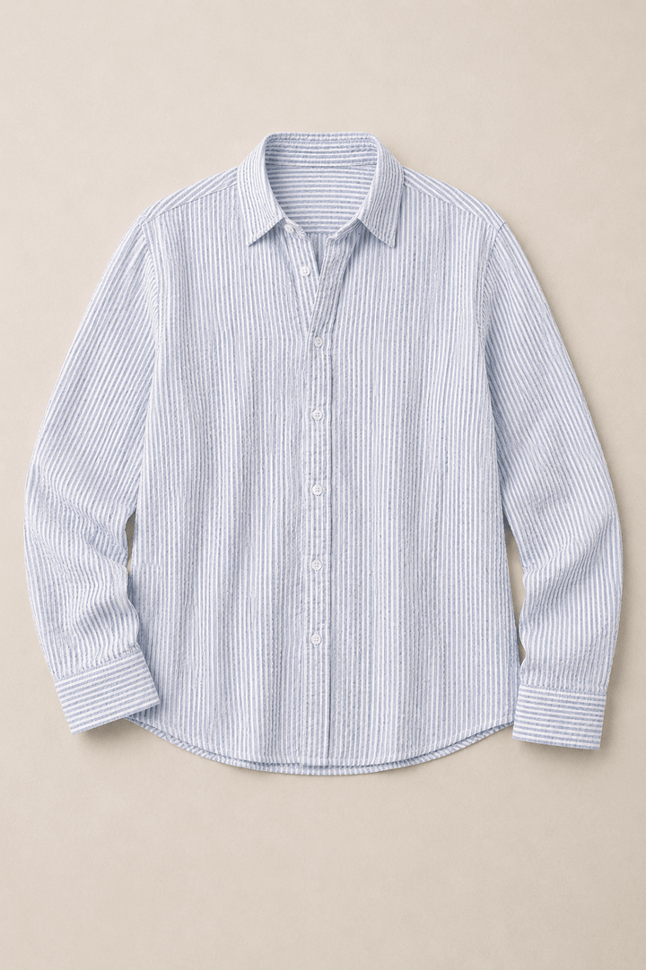 Linen - Blend Seersucker Shirt - Aurorafits Official