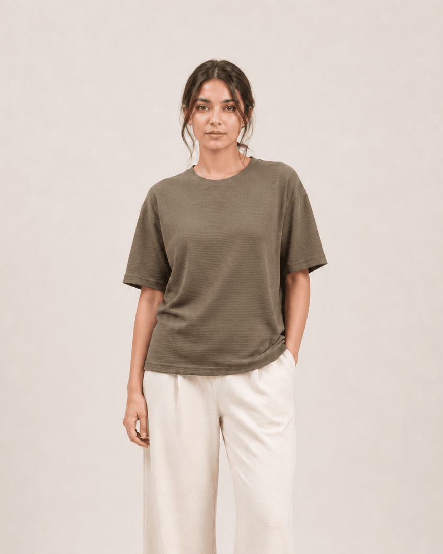 Women Crinkle Textured Tee - Aurorafits Official
