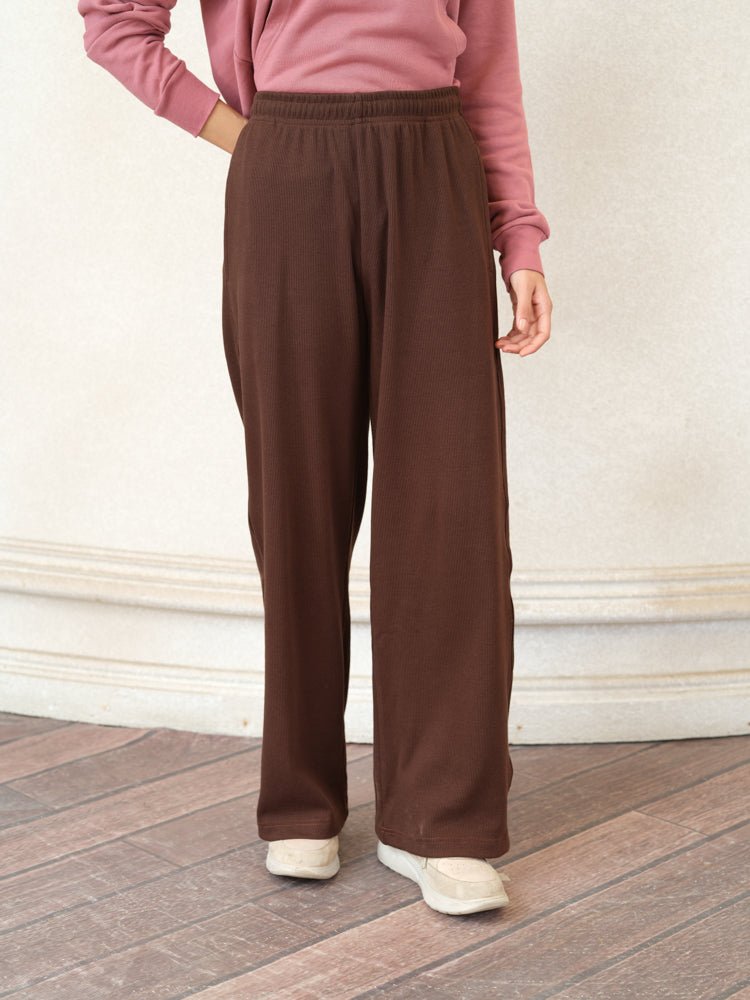 Women Textured Wide Leg Pants - Aurorafits Official