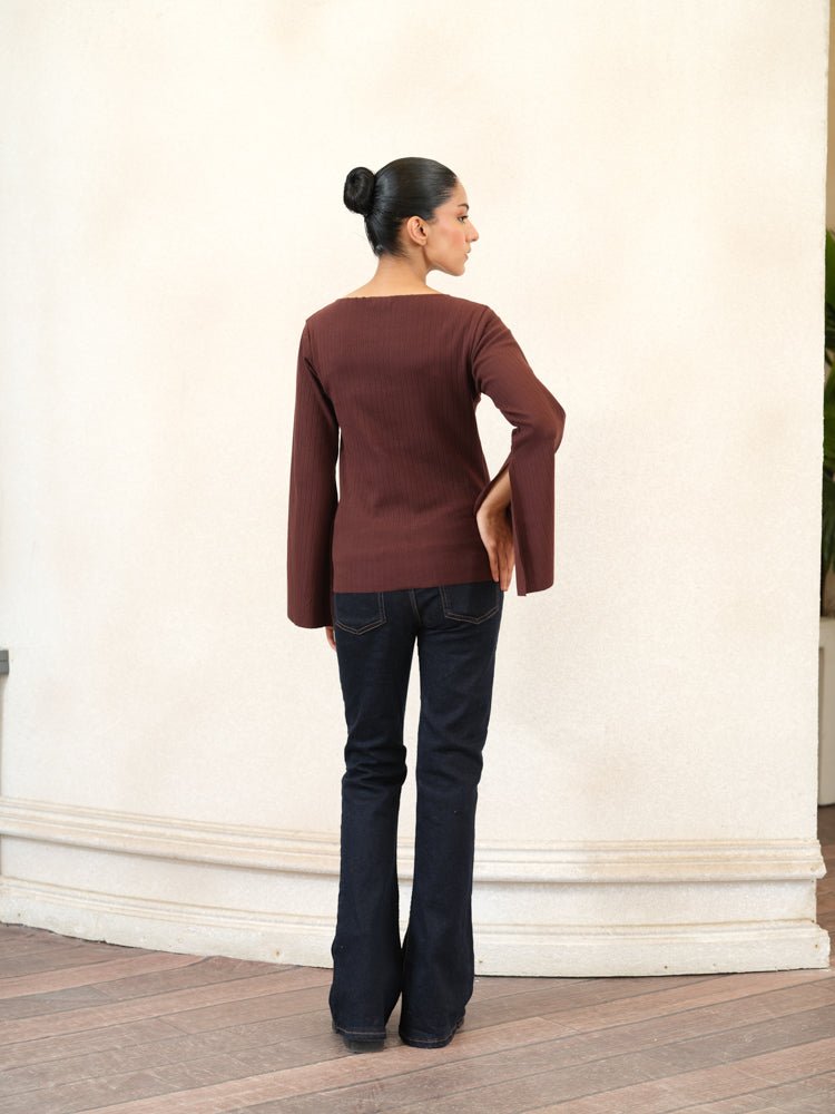 Women Textured Boat Neck Top - Aurorafits Official
