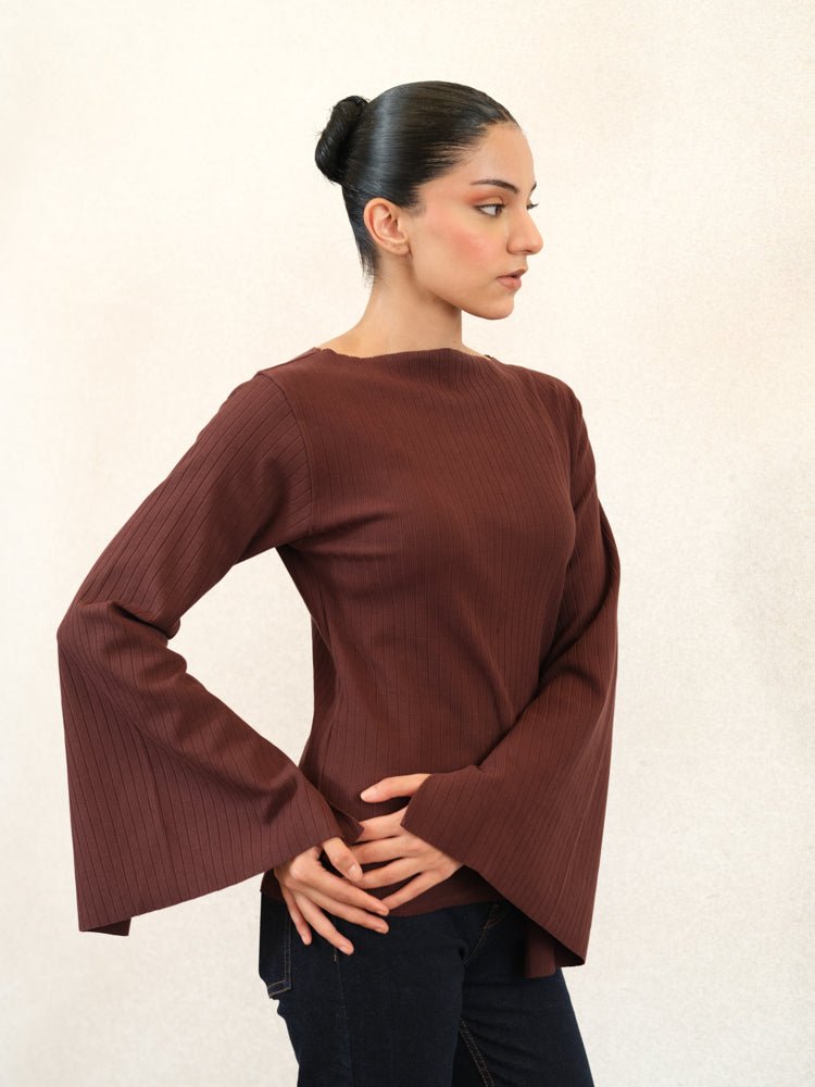 Women Textured Boat Neck Top - Aurorafits Official