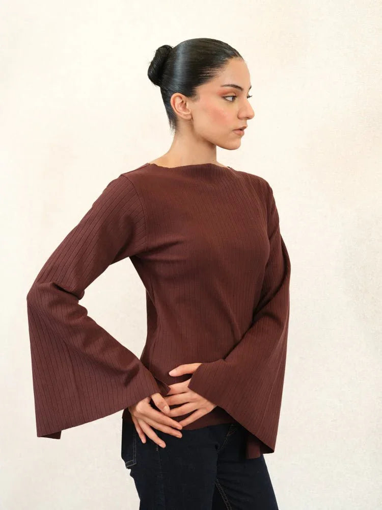 Women Textured Boat Neck Top - Aurorafits Official