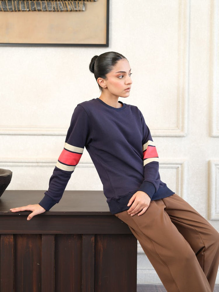 Women Contrast Terry Sweatshirt - Aurorafits Official