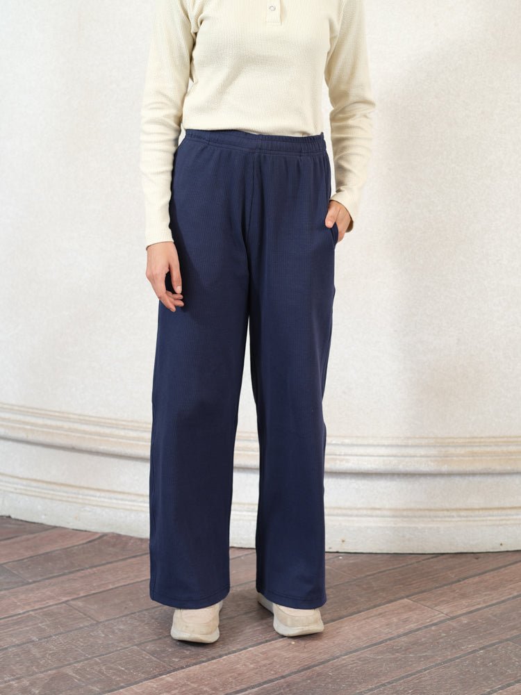 Women Textured Wide Leg Pants - Aurorafits Official
