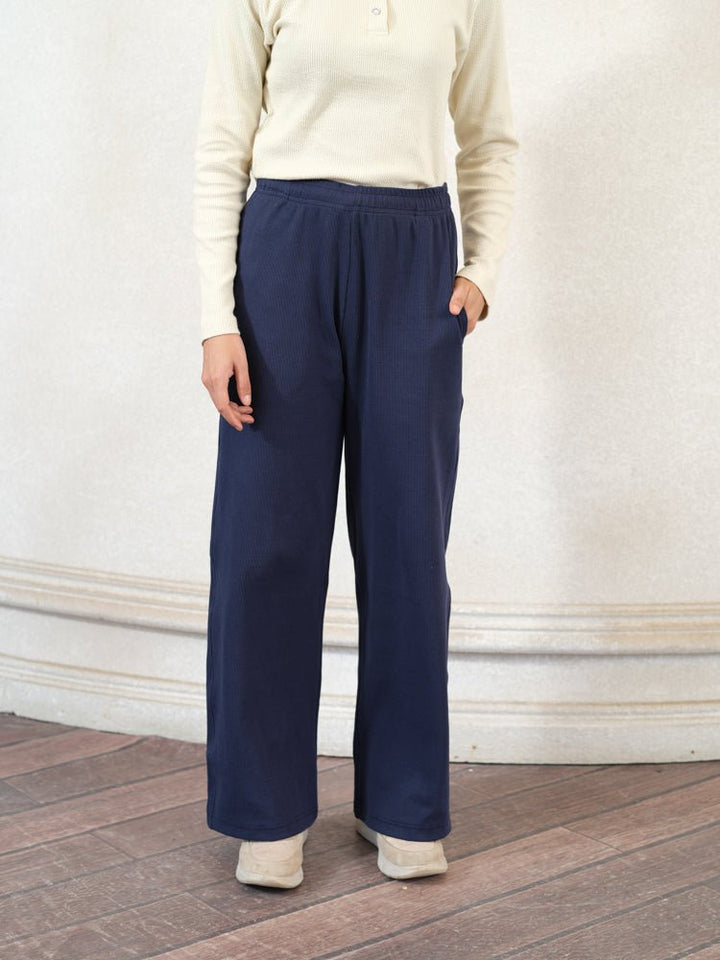 Women Textured Wide Leg Pants - Aurorafits Official