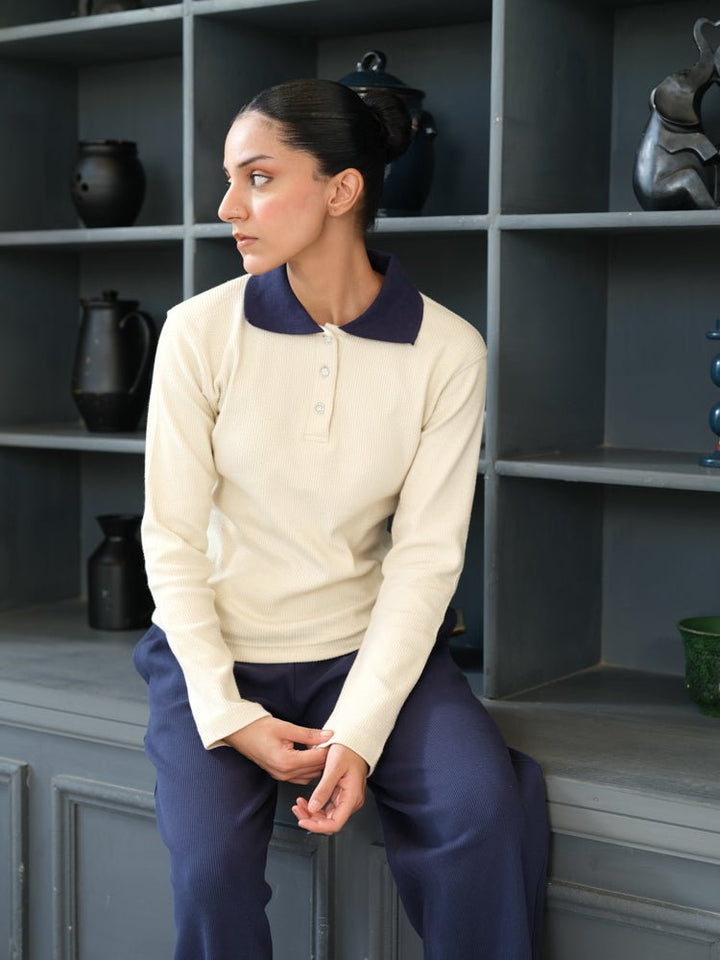 Women Textured Cropped Polo - Aurorafits Official