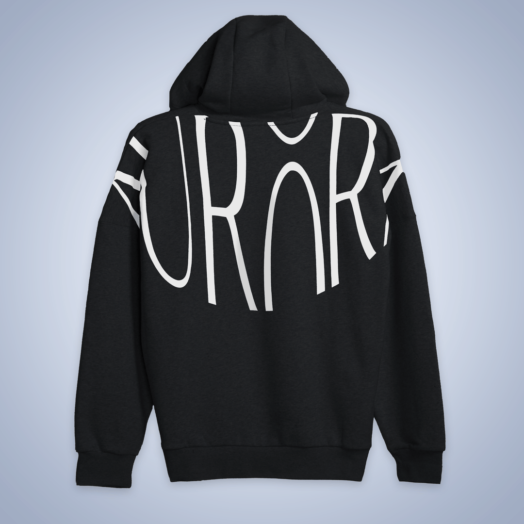 Women Black Drop Shoulder Fleece Hoodie - Aurorafitsofficial