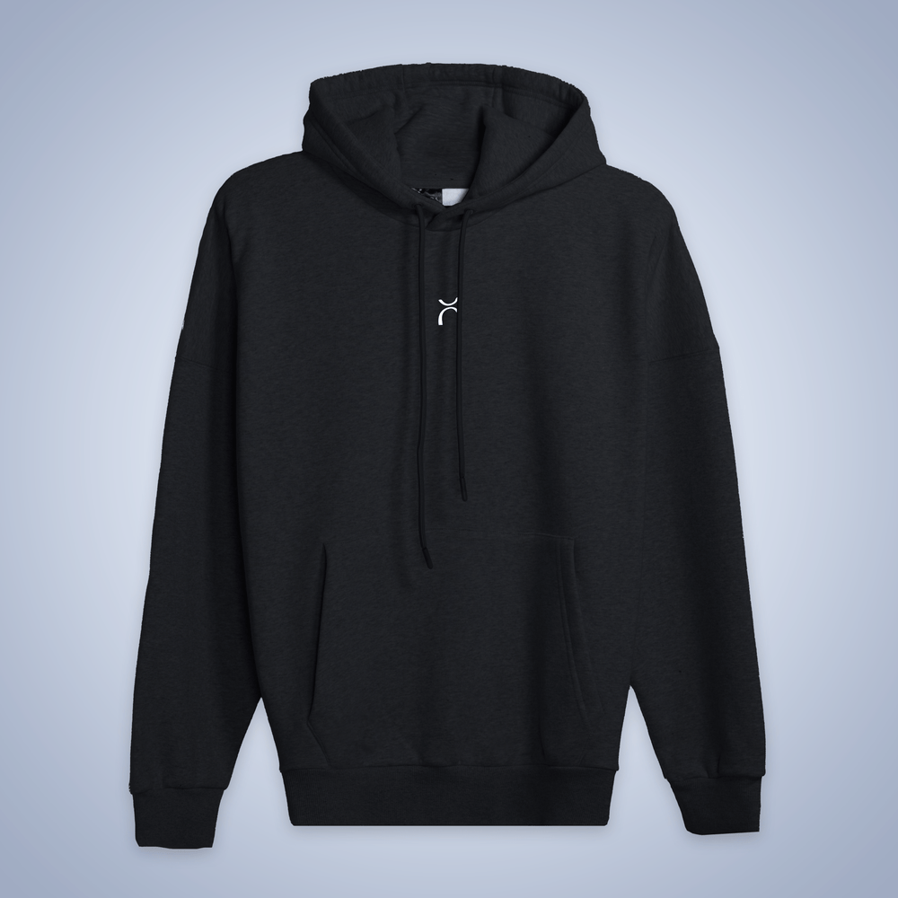 Women Black Drop Shoulder Fleece Hoodie - Aurorafitsofficial