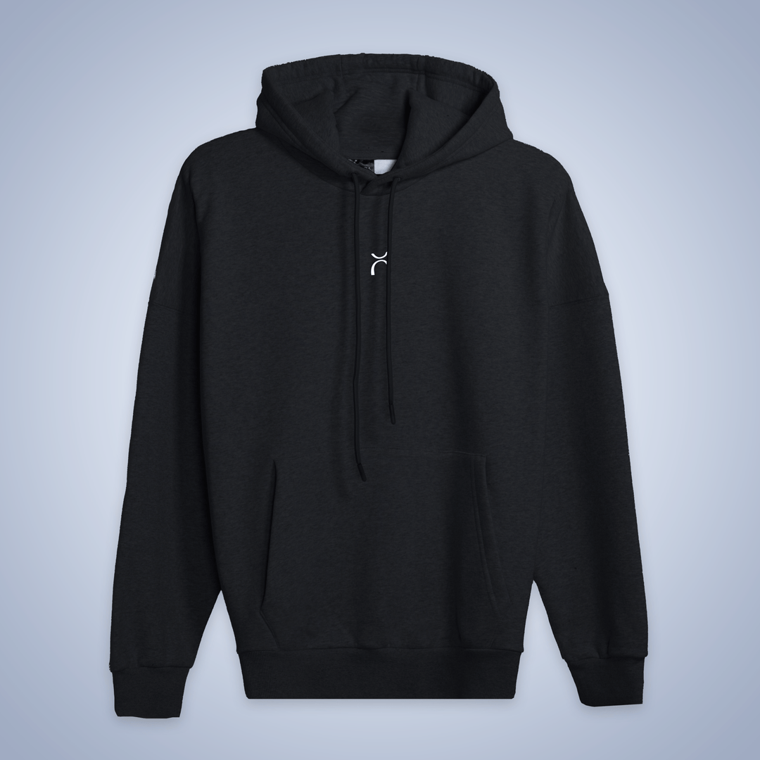 Black Drop Shoulder Fleece Hoodie - Aurorafitsofficial