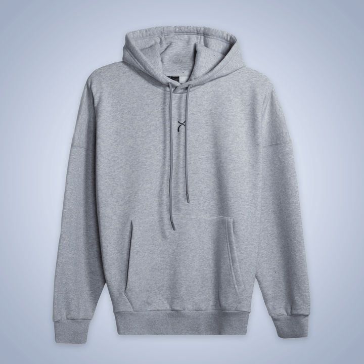 Heather Gray Drop Shoulder Fleece Hoodie - Aurorafitsofficial