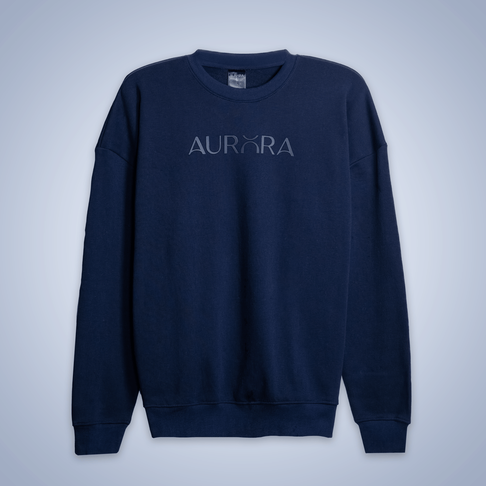Oversized Navy Signature Print Sweatshirt - Aurorafitsofficial