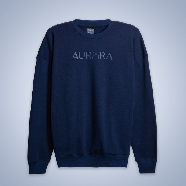 Oversized Navy Signature Print Sweatshirt