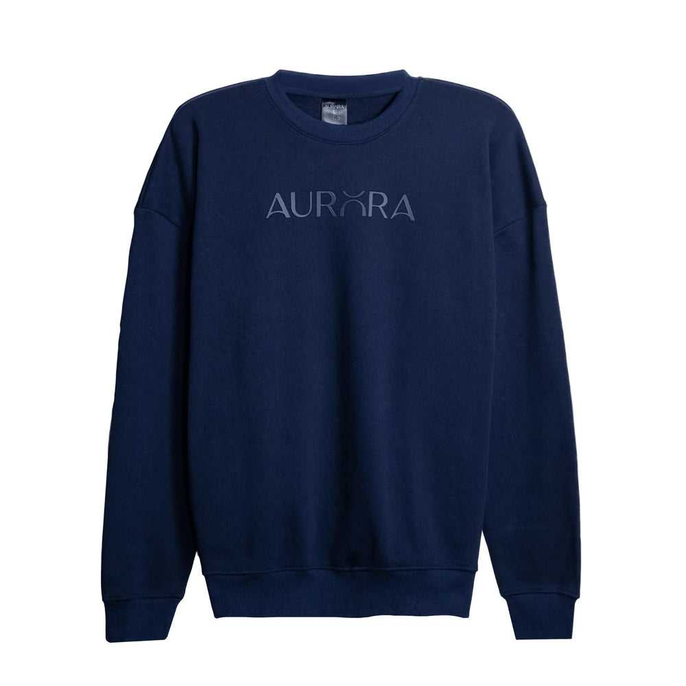 Women Overwized Navy Signature Print Sweatshirt - Aurorafitsofficial