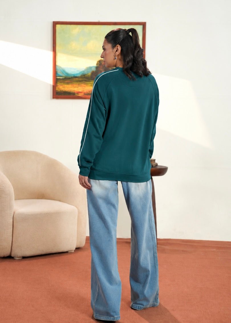Women Contrast Trim Sweatshirt - Aurorafits Official
