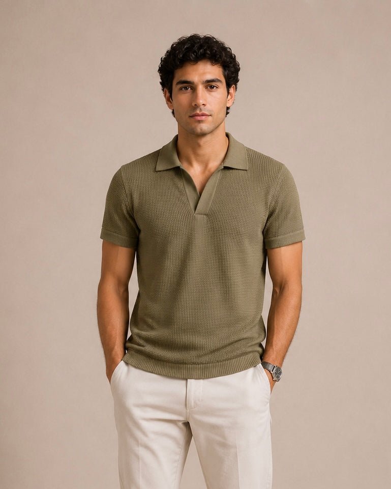Textured Knit Polo - Aurorafits Official
