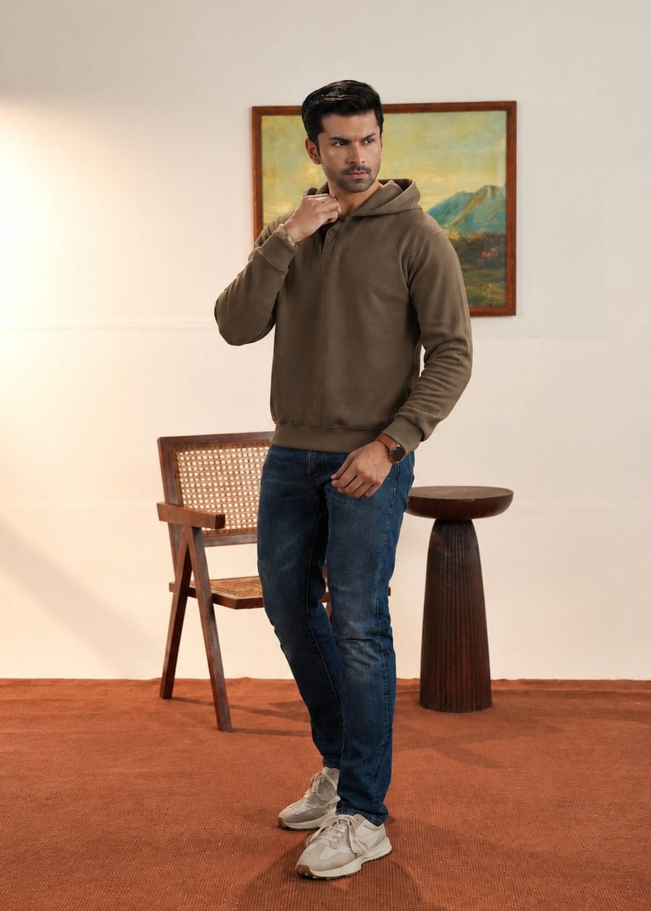 Waffle Knit Hoodie - Aurorafits Official