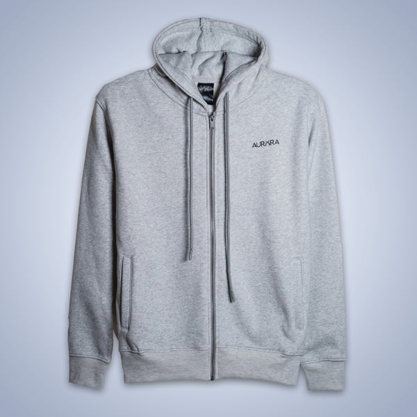 Grey Zipper Fleece Hoodie