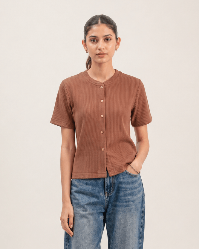 Women Buttoned Knit Top - Aurorafits Official