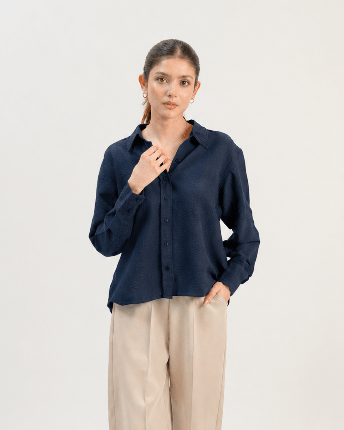 Women Crinkle Button Shirt - Aurorafits Official