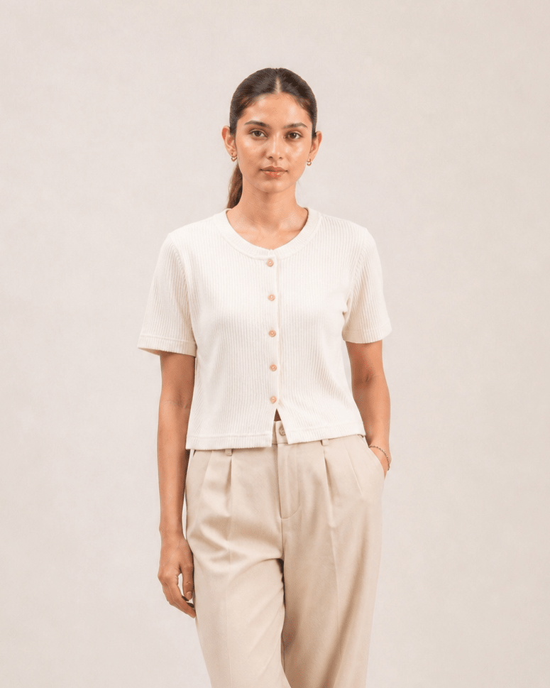 Women Buttoned Knit Top - Aurorafits Official