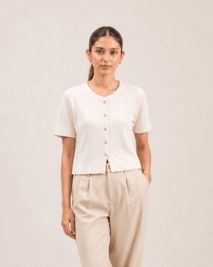Women Buttoned Knit Top - Aurorafits Official
