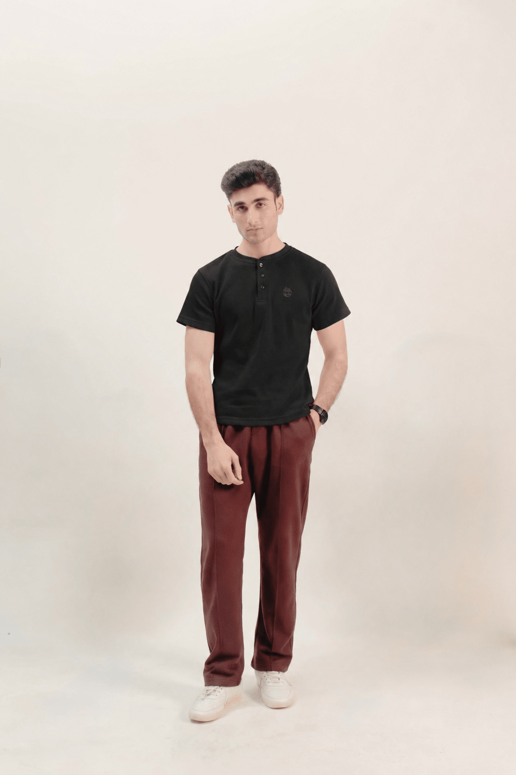 Textured Henley Tee - Aurorafits Official