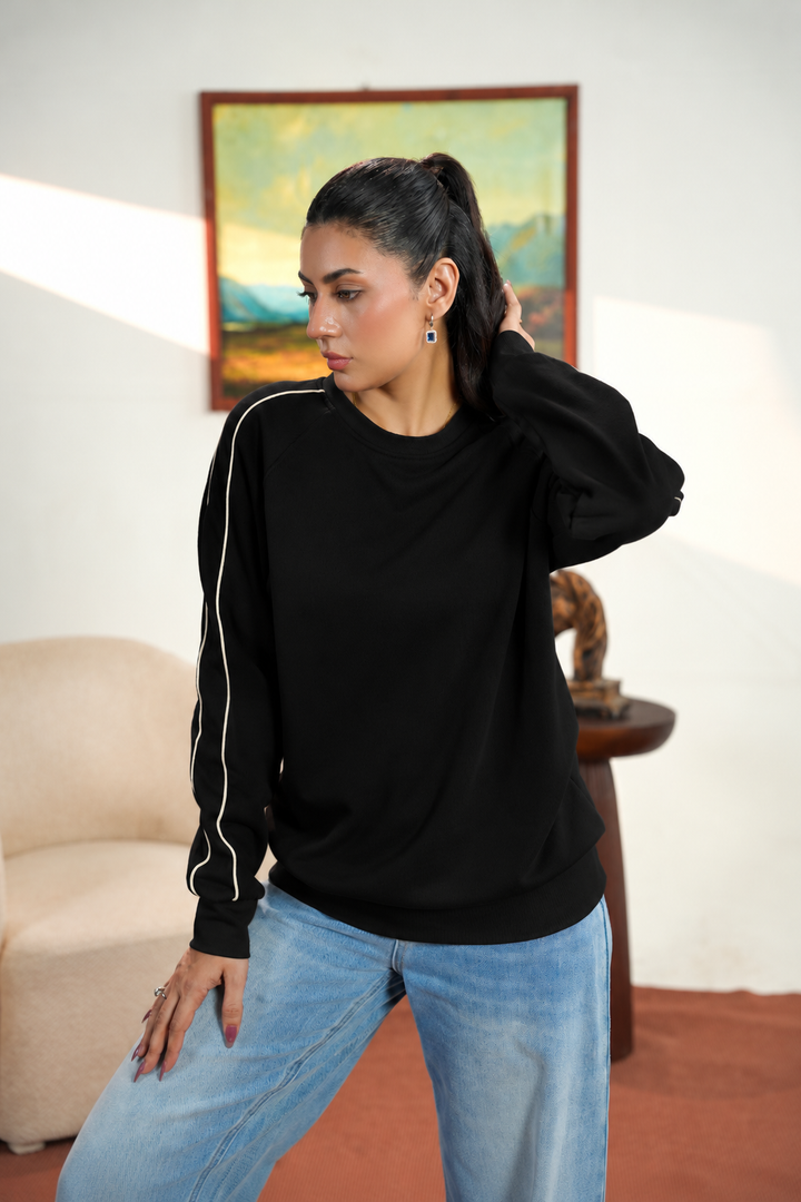 Women Contrast Trim Sweatshirt
