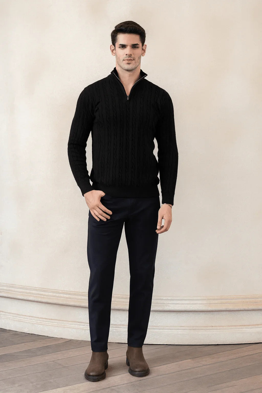 Cable Knit Quarter Zip - Aurorafits Official