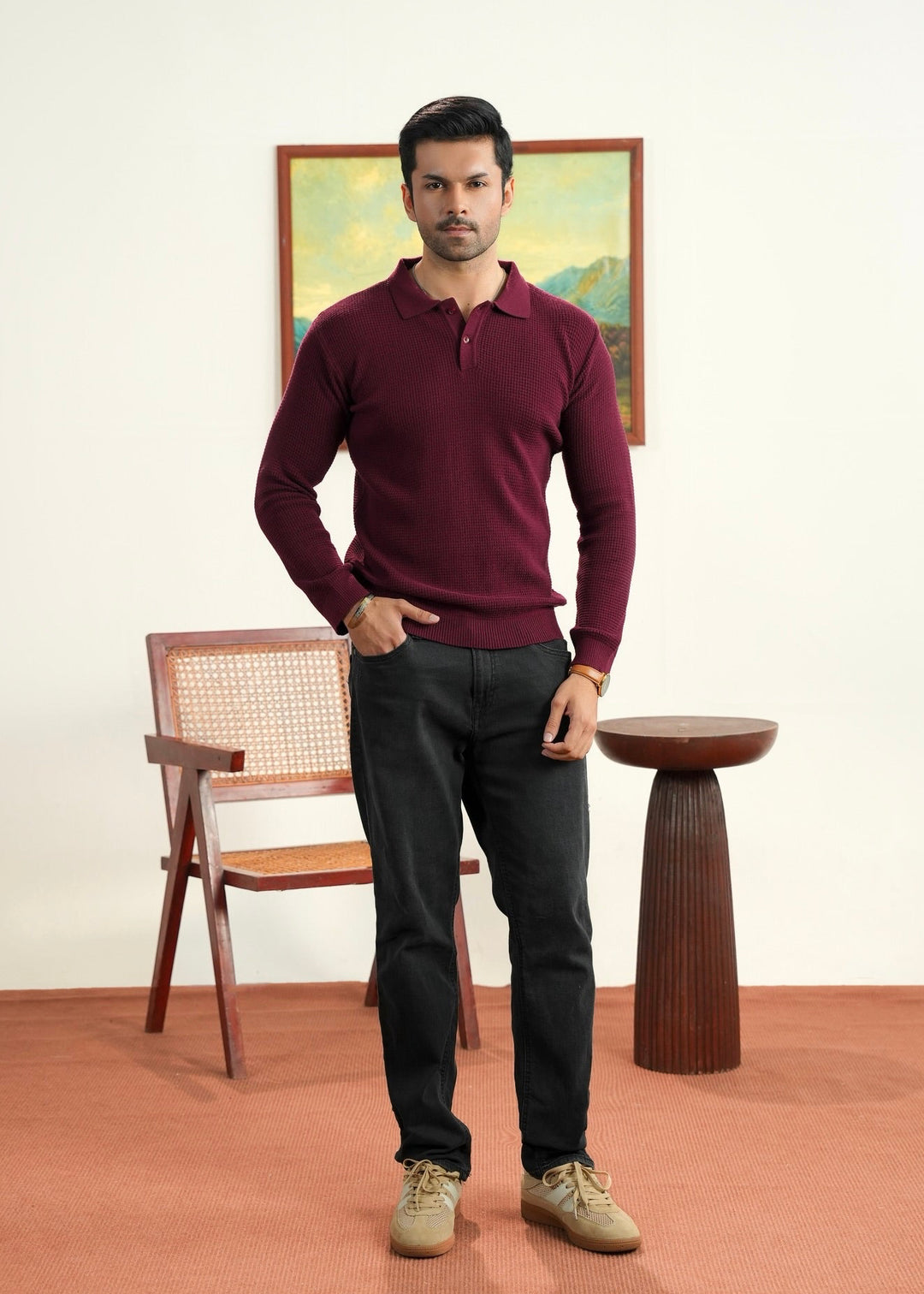 Waffle Knit Polo