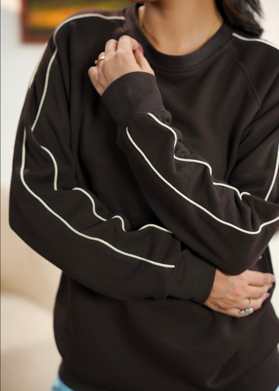Women Contrast Trim Sweatshirt