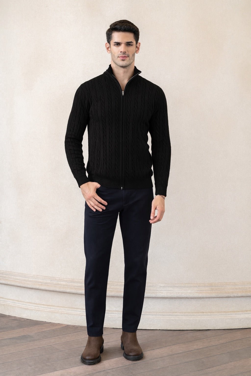 Cable Knit Full - Zip Cardigan - Aurorafits Official