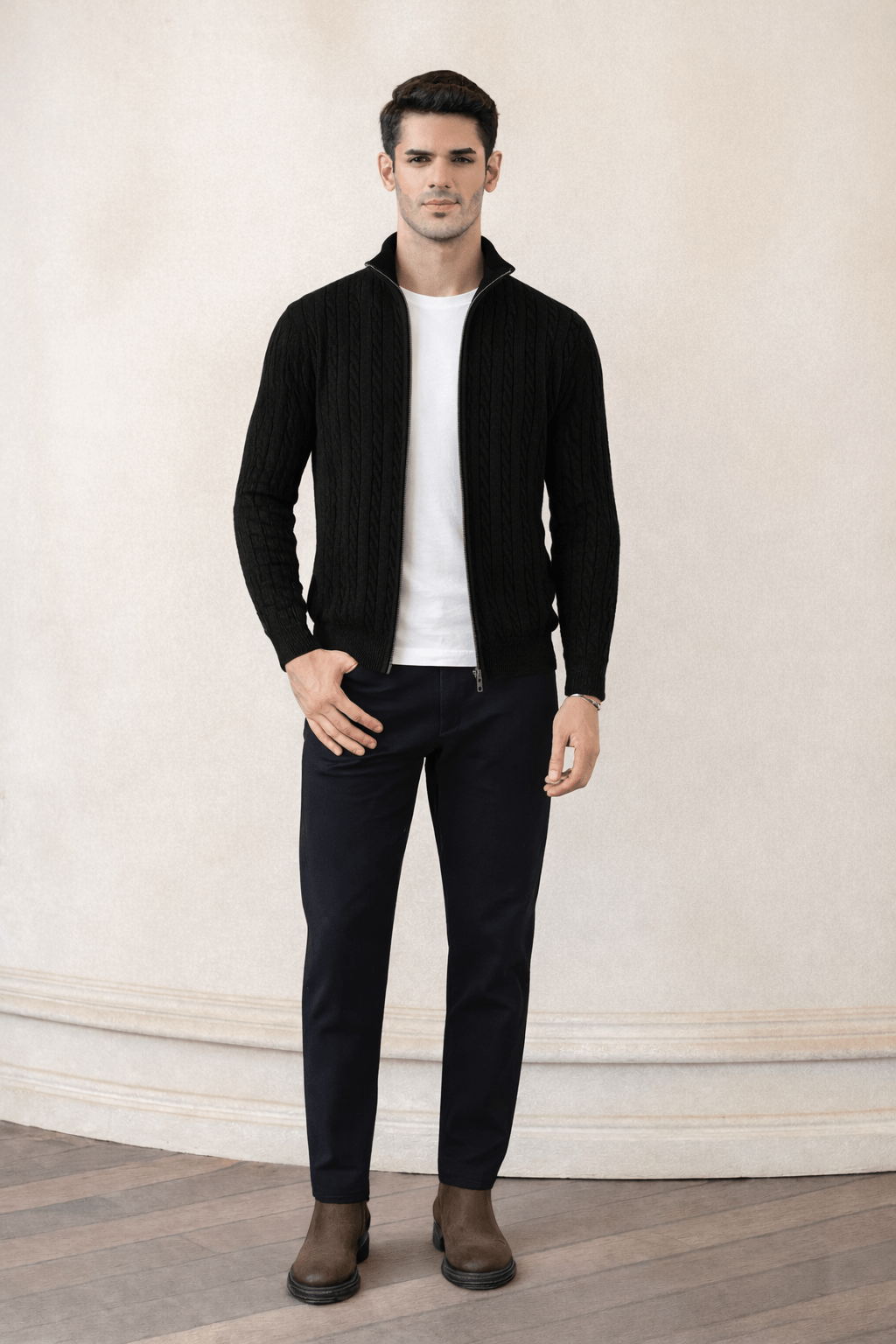 Cable Knit Full - Zip Cardigan - Aurorafits Official