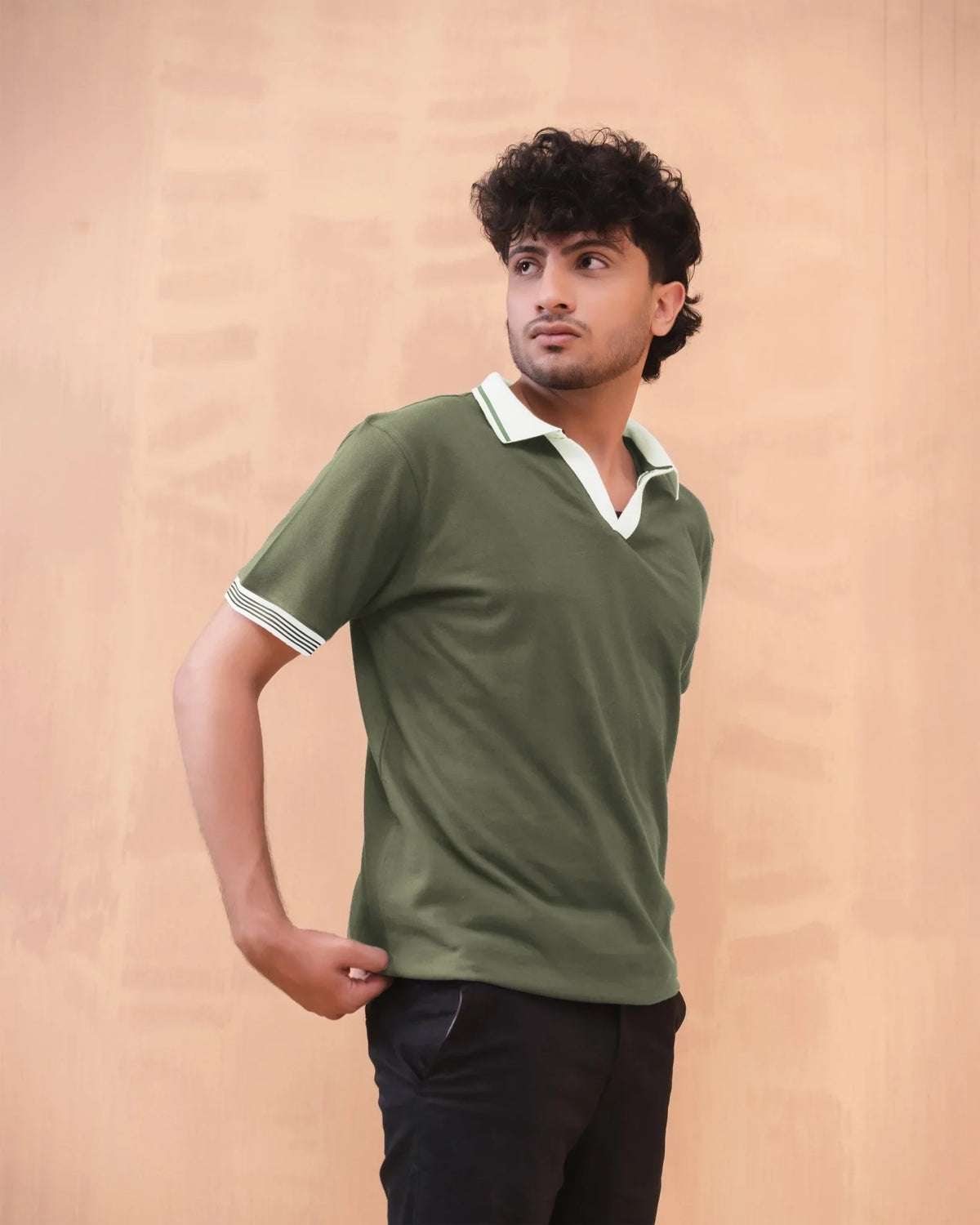 Black Buttonless Polo - Aurorafits Official