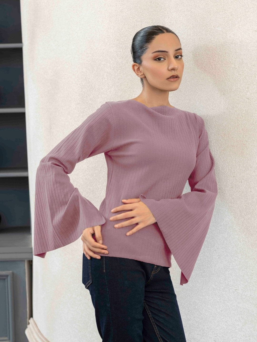 Women Textured Boat Neck Top - Aurorafits Official