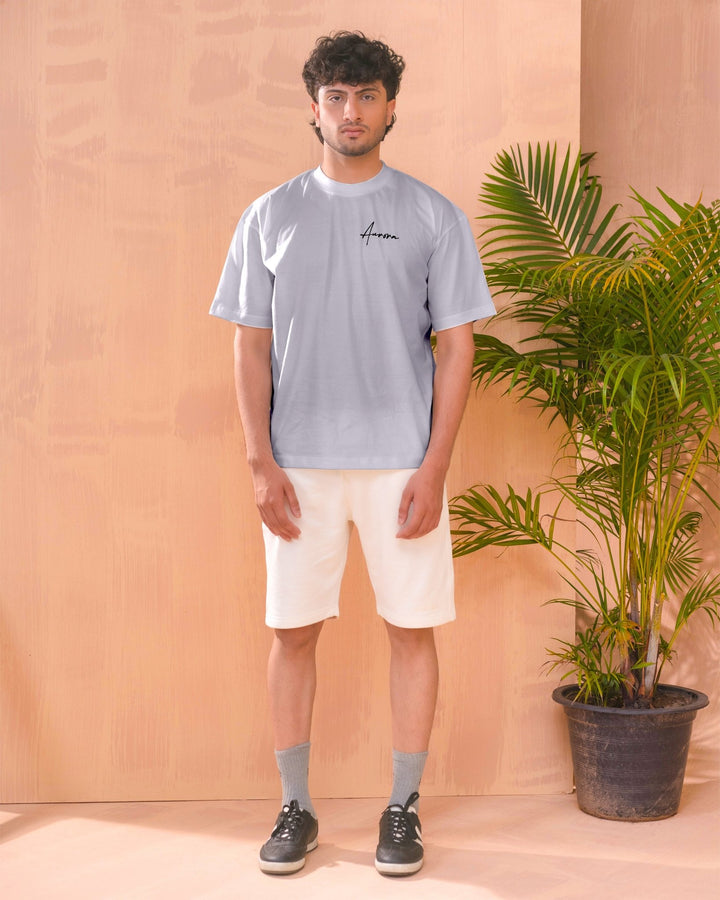 Navy Blue Oversized Signature Tee - Aurorafits Official