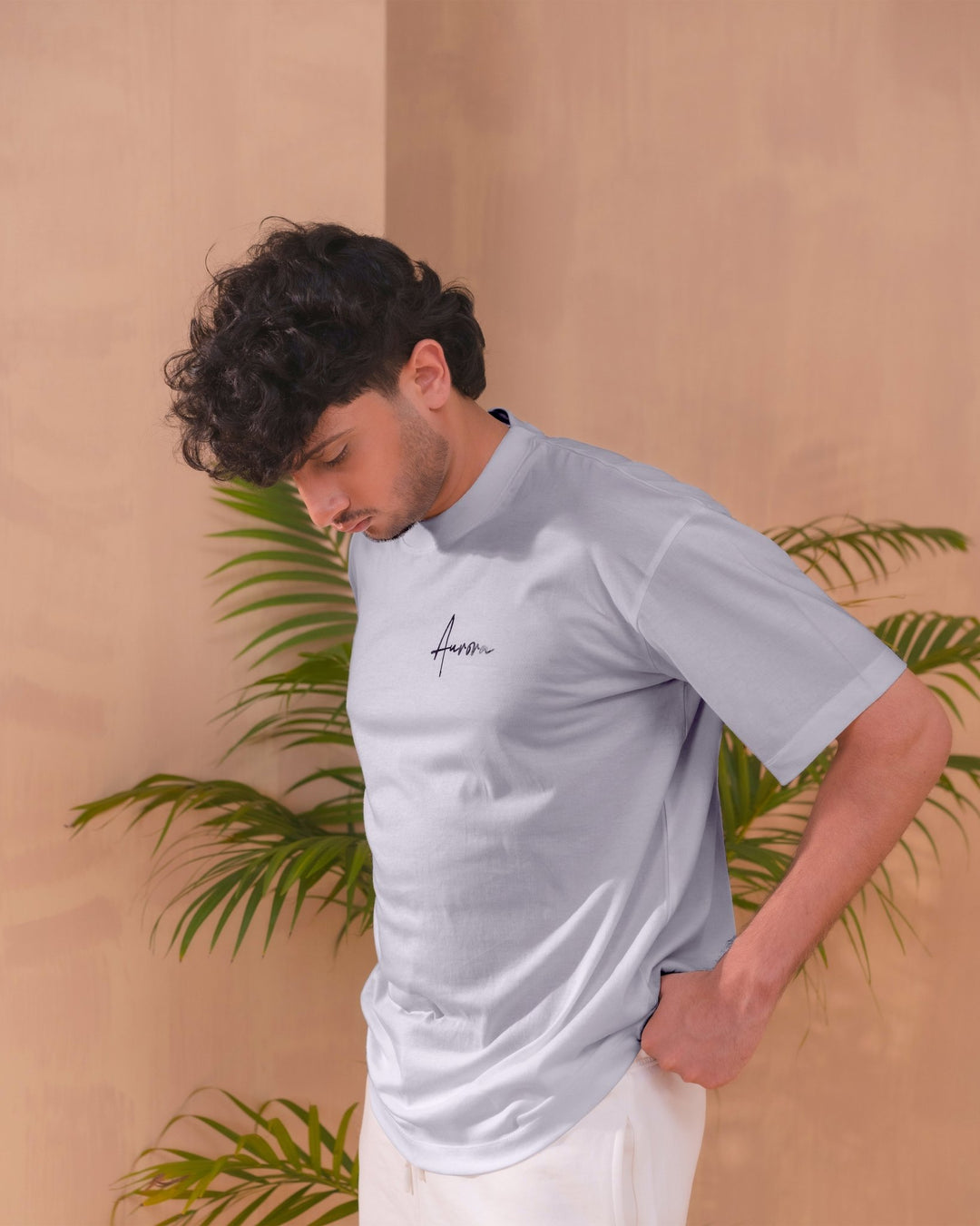 Navy Blue Oversized Signature Tee - Aurorafits Official
