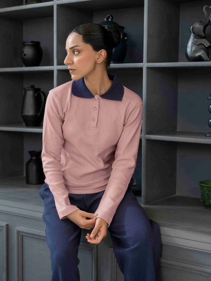 Women Textured Cropped Polo