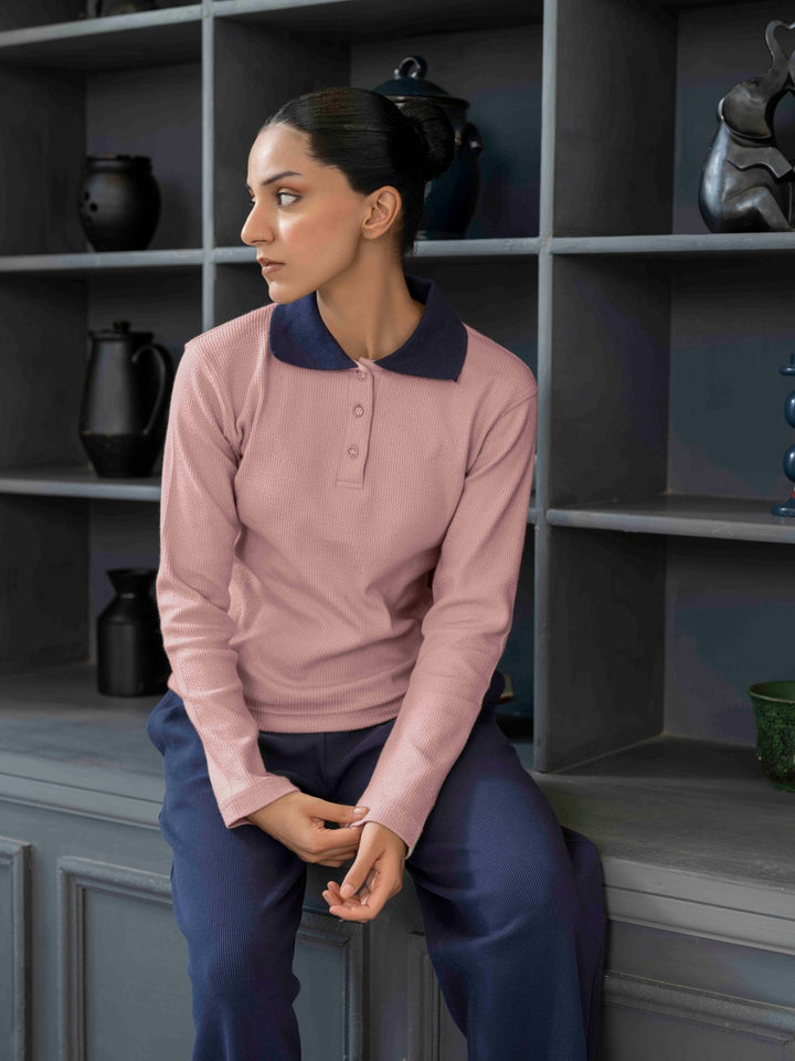 Women Textured Cropped Polo - Aurorafits Official