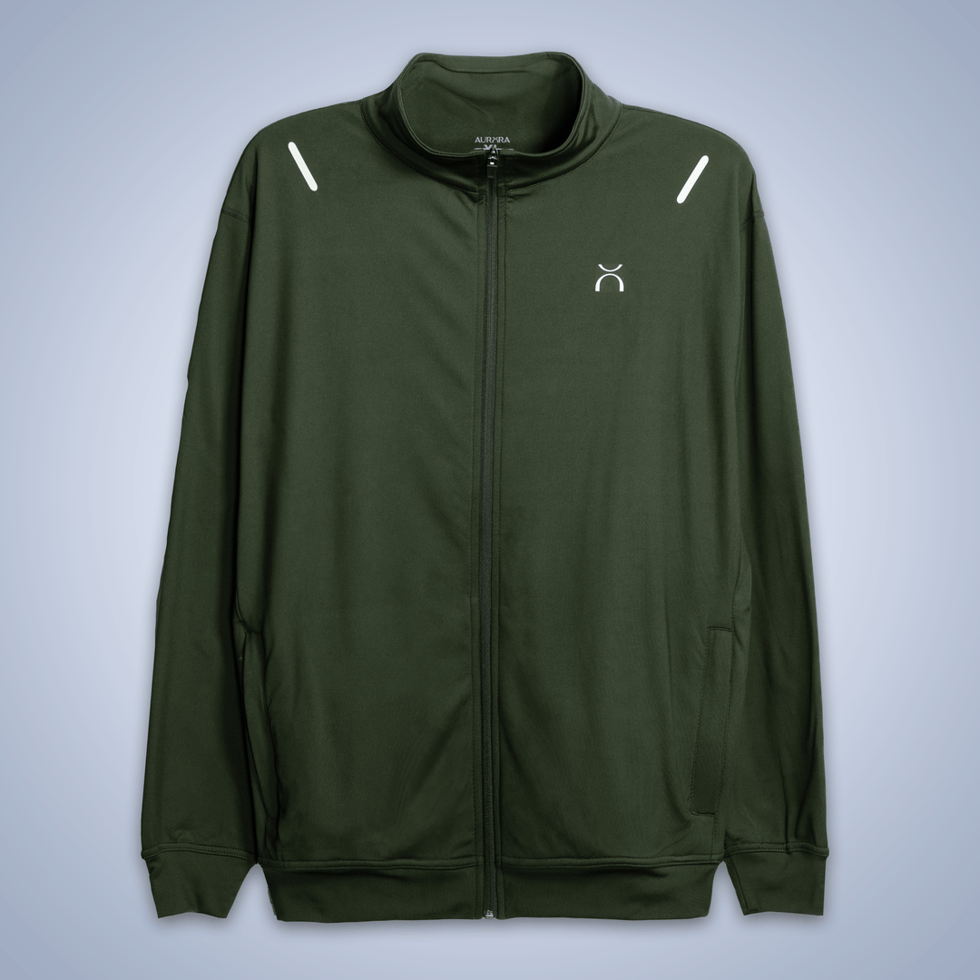 Olive Green Reflective Essential Tracksuit - Aurorafitsofficial