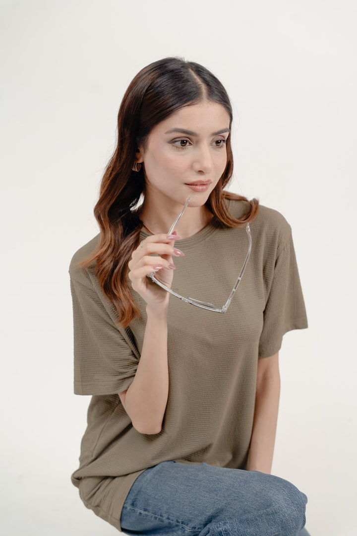 Women Crinkle Textured Tee - Aurorafits Official