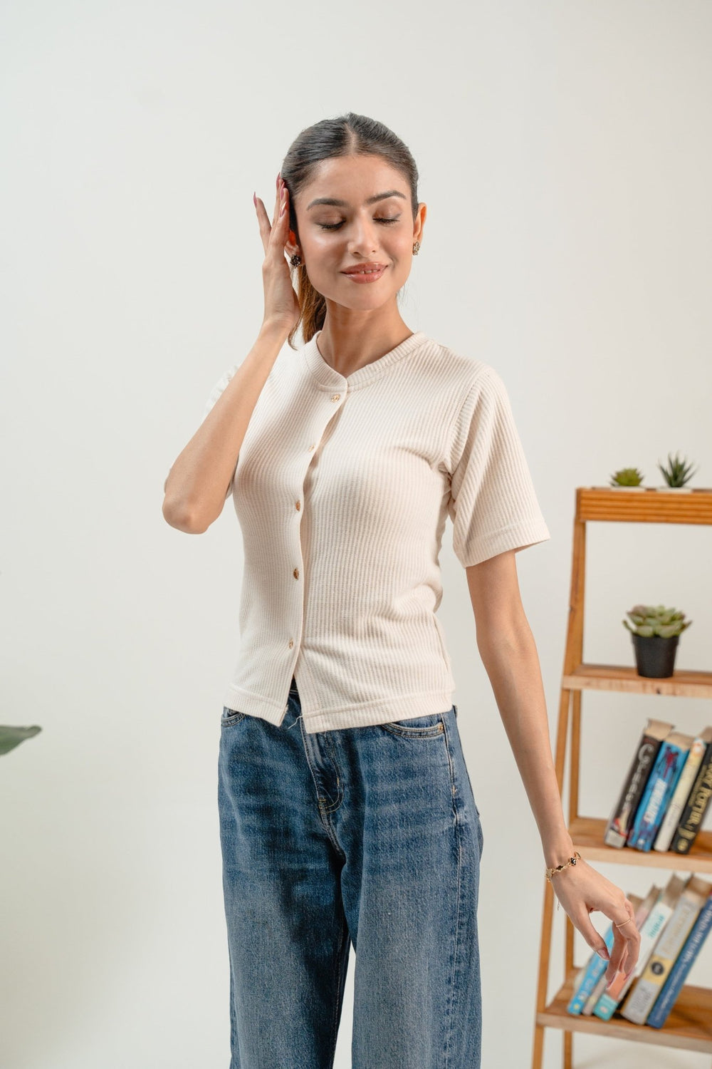 Women Buttoned Knit Top - Aurorafits Official